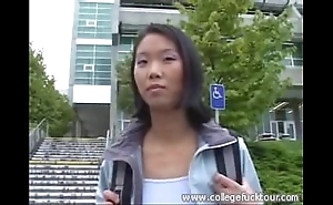 Oriental girl receives screwed in a passenger car