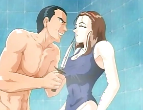 Showering anime girl gets wielded