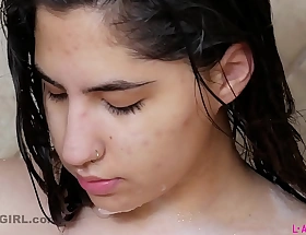 Beatiful latina with perfect throng prevalent 4k foamy shower