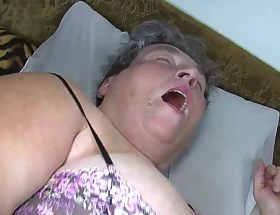 Old chubby mom teaches her chubby younger woman masturbating use dildo